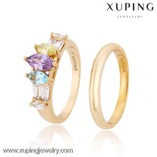 12857-Xuping элегантные ювелирные изделия золото пара кольцо настройки с КЗ